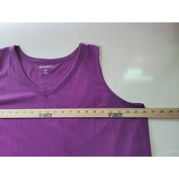 Roamans  Tank Top Womens Plus Size 26/28 2X Purple Sleeveless V-Neck - Picture 5 of 8